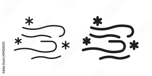 Snow blowing icon for web, design. Linear illustrations, editable strokes