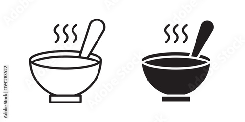 Soup icon for web, design. Linear illustrations, editable strokes