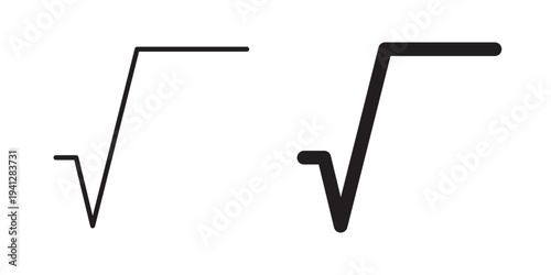 Square root icon for web, design. Linear illustrations, editable strokes