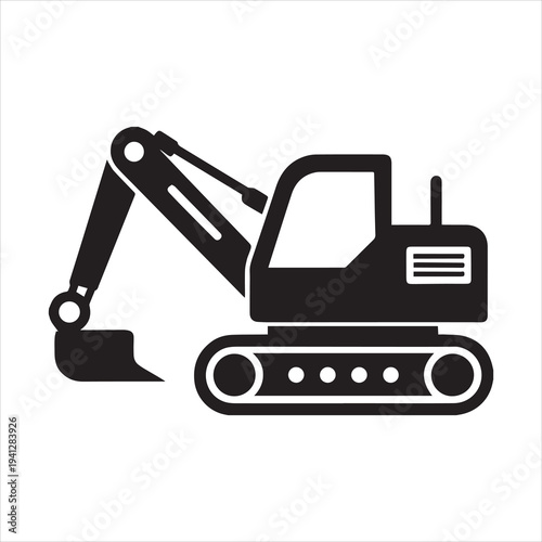 heavy machinery excavator vector trio minimal lineart bold silhouette and multicolor realistic
