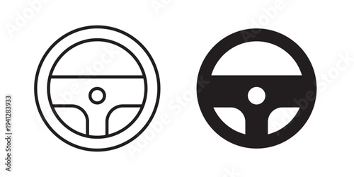 Steering wheel icon for web, design. Linear illustrations, editable strokes