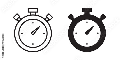 Stopwatch icon for web, design. Linear illustrations, editable strokes