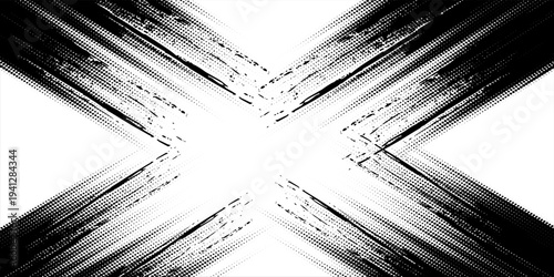 Abstract vector tornado monochrome halftone background. Scratched dots texture element.vector illustration