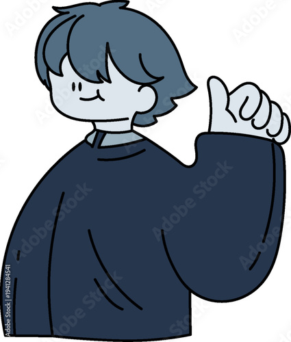 Cartoon person giving thumbs up gesture