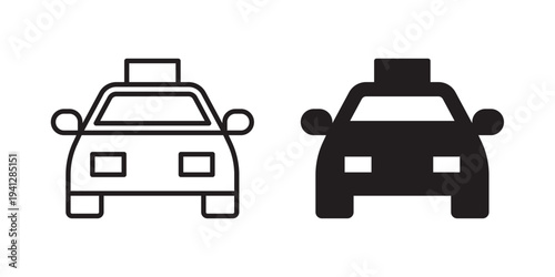 Taxi icon for web, design. Linear illustrations, editable strokes