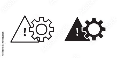 Technical warning icon for web, design. Linear illustrations, editable strokes