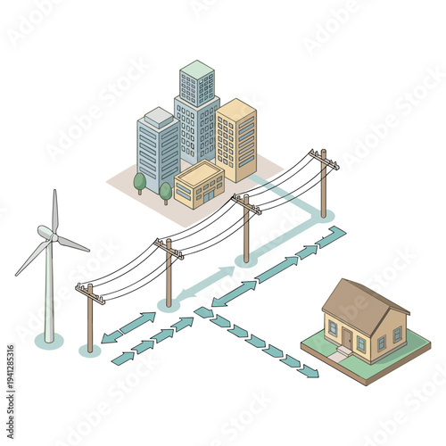Green Energy City Illustrations of Solar, Wind, and Sustainable Urban Life.