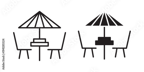 Terrace icon for web, design. Linear illustrations, editable strokes