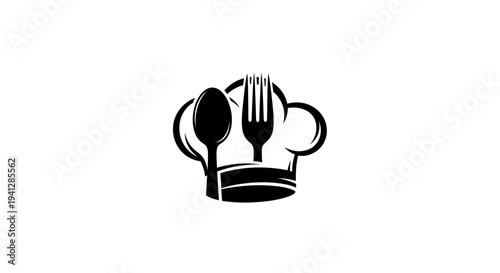 Chef Hat with Spoon and Fork Logo - Culinary Icon for Restaurants and Food Businesses