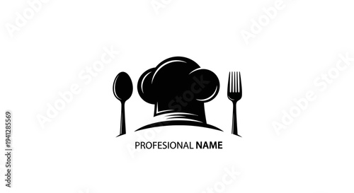 Chef Hat with Spoon and Fork Logo - Professional Culinary Symbol