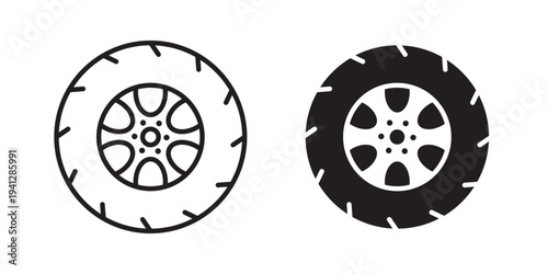 Tire icon for web, design. Linear illustrations, editable strokes