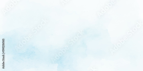 Abstract light blue and white watercolor cloud background with soft pastel sky texture, subtle cloudy wash and gentle paint splatter on artistic paper surface for creative design and wallpaper.