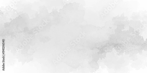 Abstract light gray and white watercolor wash texture background with soft ink stains, gentle paint splashes, cloudy gradient paper effect, and subtle grunge details for minimalist art and vector.