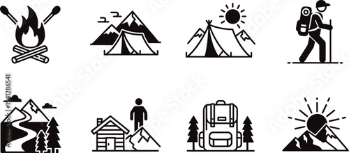 Camping and outdoor adventure icons