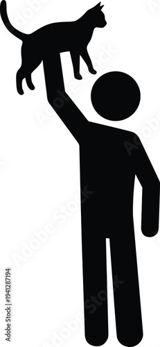 Person holding up a cat icon