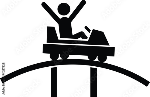 Roller coaster ride icon person happy fun
