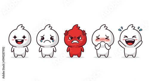 A vibrant collection of cartoon emojis expressing a wide range of emotions, from joy and love to anger and confusion.