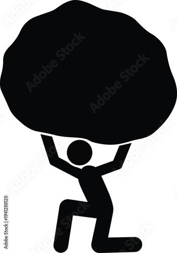 Person carrying heavy rock icon