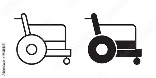 Wheelchair icon for web, design. Linear illustrations, editable strokes