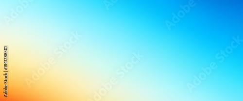 Abstract background with a smooth transition from warm sunny yellow to vibrant sky blue. Ideal for minimalist summer backdrops, travel posters and modern web design elements