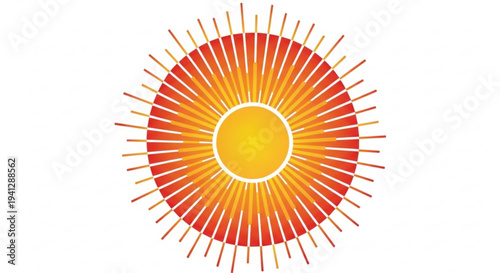 Vibrant orange and red sunburst graphic with white outline on plain white background symbolizing energy and warmth