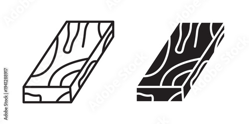 Wood board icon for web, design. Linear illustrations, editable strokes
