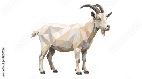 Geometric Low Poly Goat Illustration Isolated on White Background