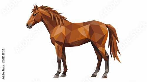 Brown Horse Low Poly Geometric Style Illustration