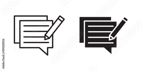 Write comment icon for web, design. Linear illustrations, editable strokes