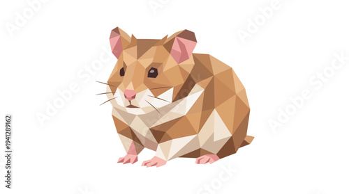 Low Poly Hamster Illustration - Cute Geometric Rodent Pet