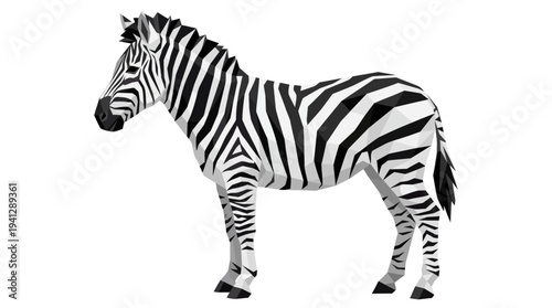 Low Poly Zebra Illustration on White Background - Vector Art