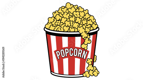 Classic Popcorn Bucket Overflowing with Salty Snacks