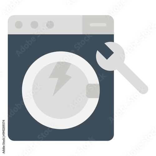 Washing Machine Repair Icon with Wrench