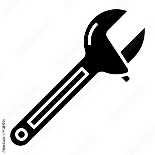 Adjustable Wrench Tool Black Silhouette