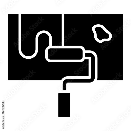 Paint Roller Applying Paint on Wall Icon
