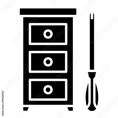 Furniture Assembly Icon with Screwdriver