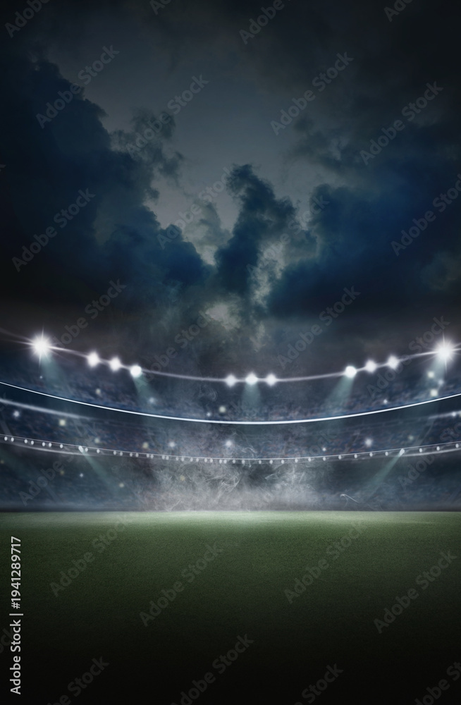 Fototapeta premium textured soccer game field with isolated, free copy space background - stadium center, midfield. Poster.