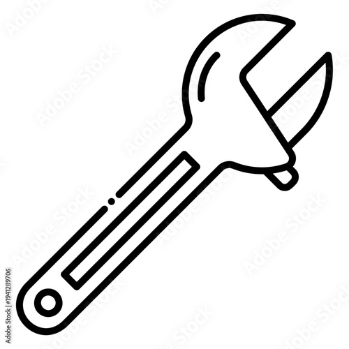 Adjustable Wrench Outline Icon for Maintenance and Repair