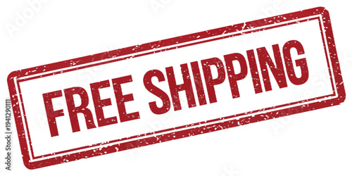 Free Shipping red rubber stamp isolated on transparent background with distressed texture effect
