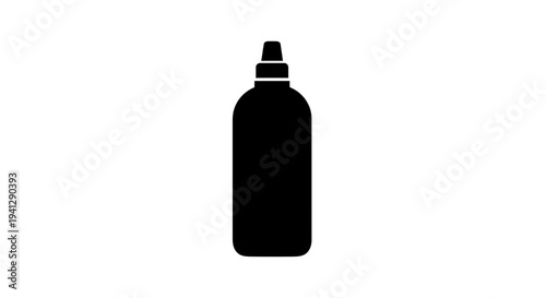 Black Sriracha Bottle Icon Silhouette, Isolated on White Background