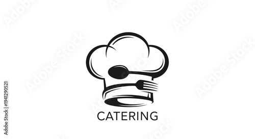 Catering Chef Hat Logo with Spoon and Fork - Food Service Emblem