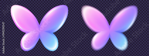 Holographic background emoji for 3d butterfly chrome and cute sticker glass. Y2k purple trendy for icon spring blurry and soft vibe illustration. Butterfly holographic radial for 3d object.