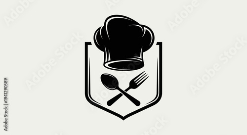 Chef Hat and Crossed Utensils Emblem: Culinary Excellence and Restaurant Logo Concept