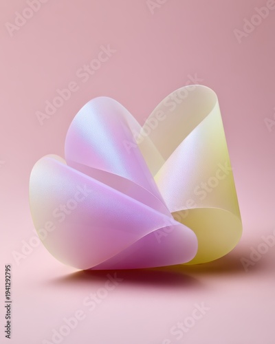 Abstract Soft Shape: A Dreamy and Delicate Iridescent Object on Soft Pink