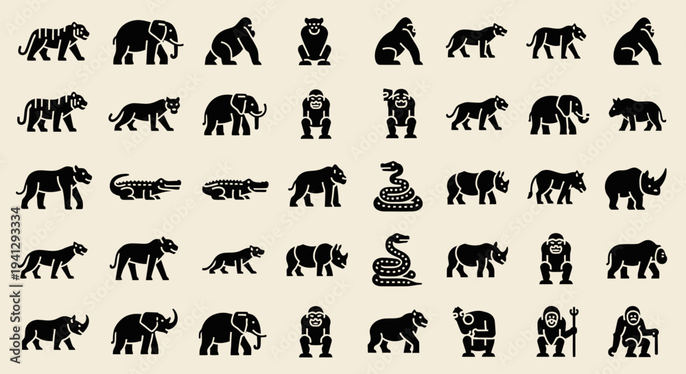 Obraz premium Modern vector illustration of various animals in abstract colorful digital art background
