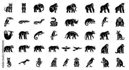 Abstract animal vector illustration a vibrant collection of modern digital art depicting diverse wildlife on a colorful background