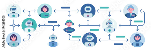 Agentic workflow and task delegation icons – Ideal for business process automation, project management apps, or AI diagrams.
