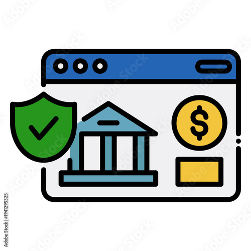 Secure Online Banking Website with Shield Icon