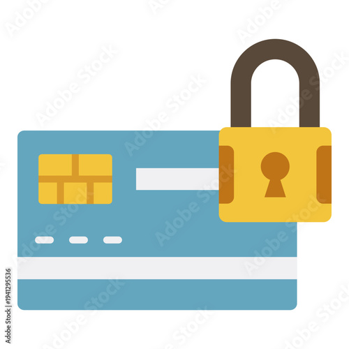 Credit Card Security Concept with Padlock Illustration