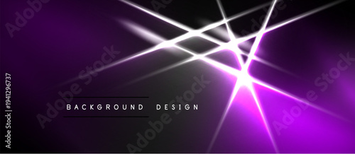 Dark purple background features bright white lines radiating from central point. Modern design element, suitable for digital projects.
